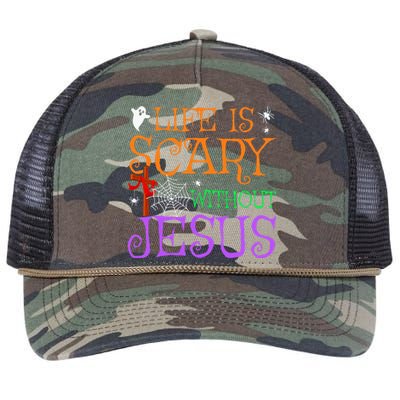 Life Is Scary Without Jesus Retro Rope Trucker Hat Cap