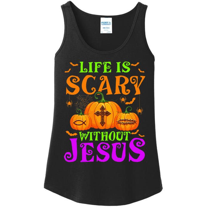 Life Is Scary Without Jesus Christian Halloween Ladies Essential Tank