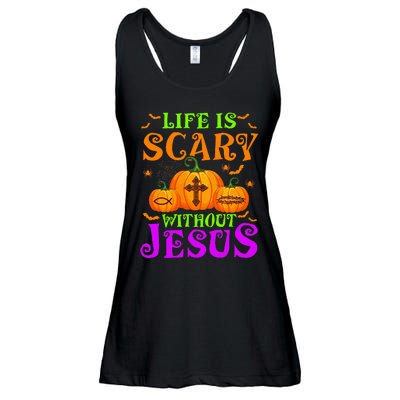 Life Is Scary Without Jesus Christian Halloween Ladies Essential Flowy Tank