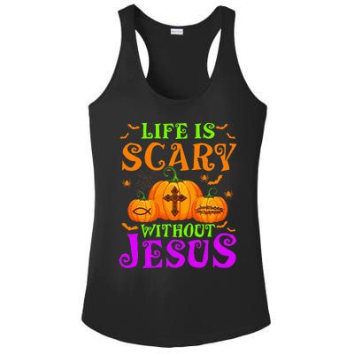 Life Is Scary Without Jesus Christian Halloween Ladies PosiCharge Competitor Racerback Tank