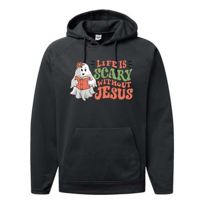 Life Is Scary Without Jesus Christian Halloween Religious Performance Fleece Hoodie