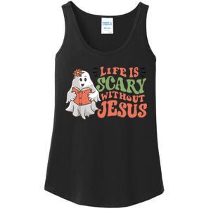 Life Is Scary Without Jesus Christian Halloween Religious Ladies Essential Tank