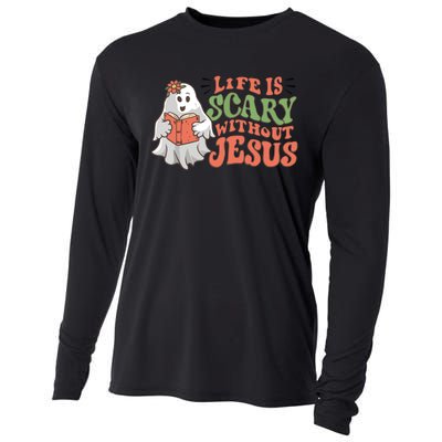 Life Is Scary Without Jesus Christian Halloween Religious Cooling Performance Long Sleeve Crew