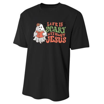 Life Is Scary Without Jesus Christian Halloween Religious Performance Sprint T-Shirt