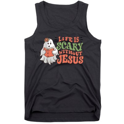 Life Is Scary Without Jesus Christian Halloween Religious Tank Top