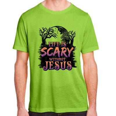 Life Is Scary Without Jesus Funny Halloween Christian Adult ChromaSoft Performance T-Shirt