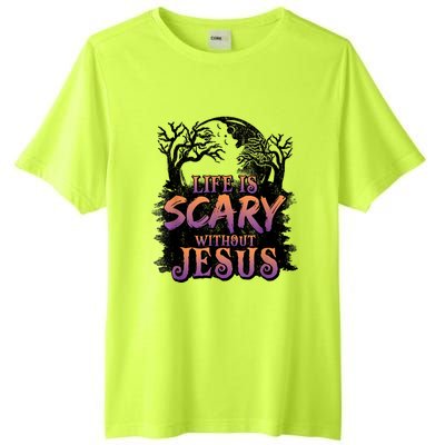 Life Is Scary Without Jesus Funny Halloween Christian Tall Fusion ChromaSoft Performance T-Shirt