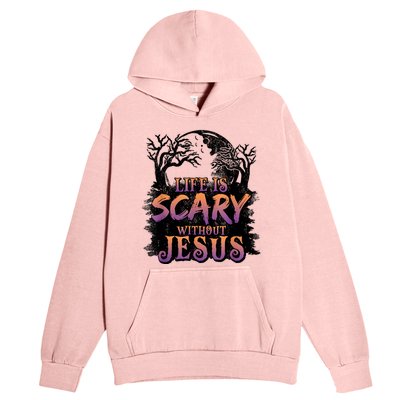 Life Is Scary Without Jesus Funny Halloween Christian Urban Pullover Hoodie