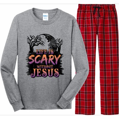 Life Is Scary Without Jesus Funny Halloween Christian Long Sleeve Pajama Set