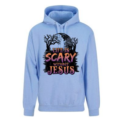 Life Is Scary Without Jesus Funny Halloween Christian Unisex Surf Hoodie