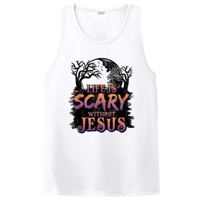 Life Is Scary Without Jesus Funny Halloween Christian PosiCharge Competitor Tank