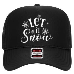 Let It Snow Funny Christmas High Crown Mesh Back Trucker Hat