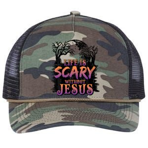 Life Is Scary Without Jesus Halloween Costume Retro Rope Trucker Hat Cap