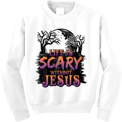 Life Is Scary Without Jesus Halloween Costume Kids Sweatshirt