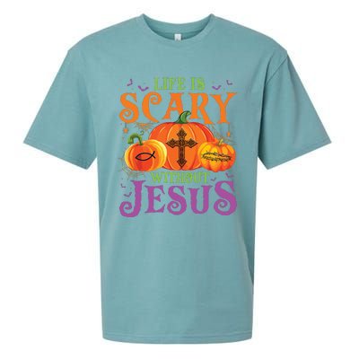 Life Is Scary Without Jesus Fall Halloween Christian Lover Sueded Cloud Jersey T-Shirt