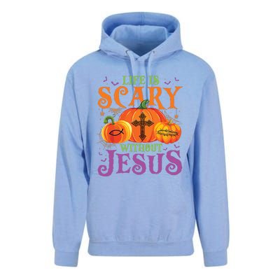 Life Is Scary Without Jesus Fall Halloween Christian Lover Unisex Surf Hoodie