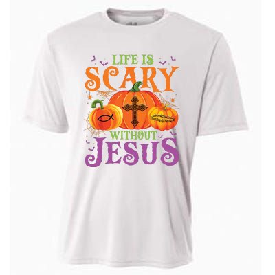 Life Is Scary Without Jesus Fall Halloween Christian Lover Cooling Performance Crew T-Shirt