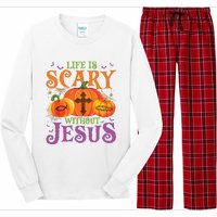 Life Is Scary Without Jesus Fall Halloween Christian Lover Long Sleeve Pajama Set