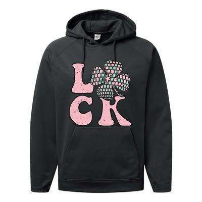 Lucky Irish Shamrock Disco Clover Leaf Saint Patrick's Day Performance Fleece Hoodie