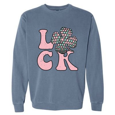 Lucky Irish Shamrock Disco Clover Leaf Saint Patrick's Day Garment-Dyed Sweatshirt