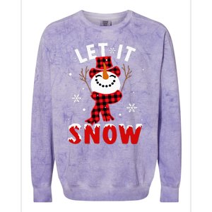 Let It Snow Snowman Christmas Pajama Buffalo Plaid Colorblast Crewneck Sweatshirt