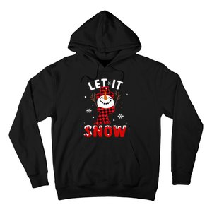 Let It Snow Snowman Christmas Pajama Buffalo Plaid Hoodie