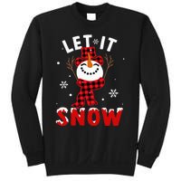 Let It Snow Snowman Christmas Pajama Buffalo Plaid Sweatshirt