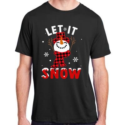 Let It Snow Snowman Christmas Pajama Buffalo Plaid Adult ChromaSoft Performance T-Shirt