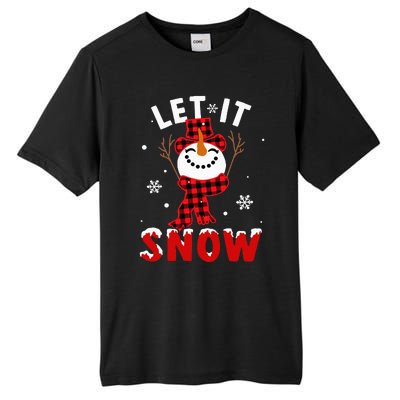 Let It Snow Snowman Christmas Pajama Buffalo Plaid Tall Fusion ChromaSoft Performance T-Shirt