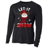 Let It Snow Snowman Christmas Pajama Buffalo Plaid Cooling Performance Long Sleeve Crew