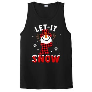 Let It Snow Snowman Christmas Pajama Buffalo Plaid PosiCharge Competitor Tank