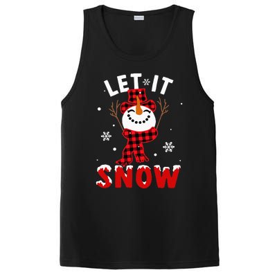 Let It Snow Snowman Christmas Pajama Buffalo Plaid PosiCharge Competitor Tank