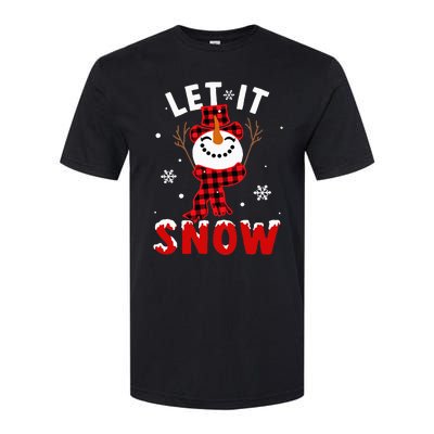 Let It Snow Snowman Christmas Pajama Buffalo Plaid Softstyle® CVC T-Shirt