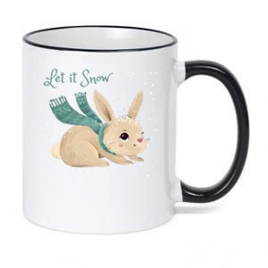 Let It Snow Adorable Winter Bunny Cute Rabbit Christmas Gift 11oz Black Color Changing Mug