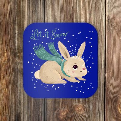 Let It Snow Adorable Winter Bunny Cute Rabbit Christmas Gift Coaster