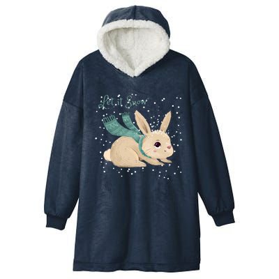 Let It Snow Adorable Winter Bunny Cute Rabbit Christmas Gift Hooded Wearable Blanket