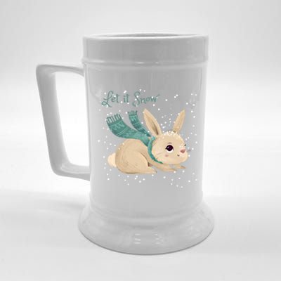 Let It Snow Adorable Winter Bunny Cute Rabbit Christmas Gift Beer Stein