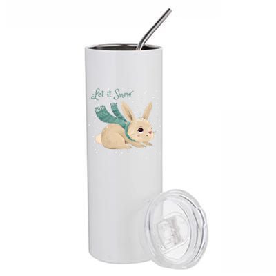 Let It Snow Adorable Winter Bunny Cute Rabbit Christmas Gift Stainless Steel Tumbler