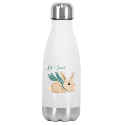 Let It Snow Adorable Winter Bunny Cute Rabbit Christmas Gift Stainless Steel Insulated Water Bottle