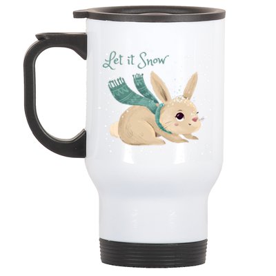 Let It Snow Adorable Winter Bunny Cute Rabbit Christmas Gift Stainless Steel Travel Mug