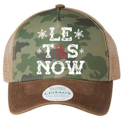 Let It Snow Le Tits Now Funny Winter Snowflake Christmas Gift Legacy Tie Dye Trucker Hat