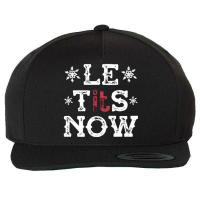 Let It Snow Le Tits Now Funny Winter Snowflake Christmas Gift Wool Snapback Cap