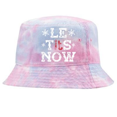 Let It Snow Le Tits Now Funny Winter Snowflake Christmas Gift Tie-Dyed Bucket Hat