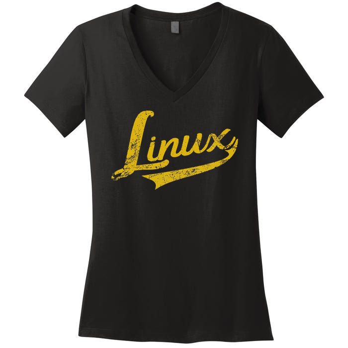 Linux It Systems Engineer Nerd Geek Throwback Women's V-Neck T-Shirt