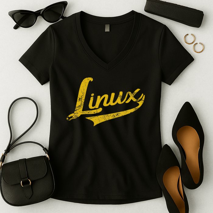 Linux It Systems Engineer Nerd Geek Throwback Women's V-Neck T-Shirt