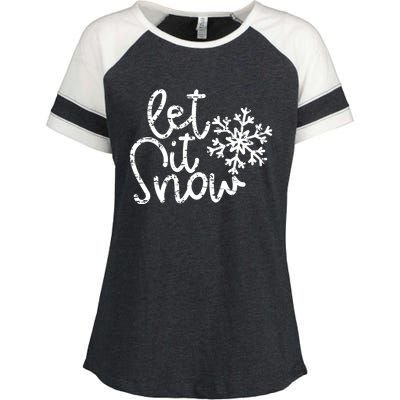 Let It Snow Christmas Snowflake Gift Enza Ladies Jersey Colorblock Tee