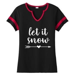 Let It Snow Gift Ladies Halftime Notch Neck Tee