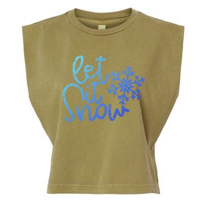 Let It Snow Christmas Snowflake Gift Garment-Dyed Women's Muscle Tee