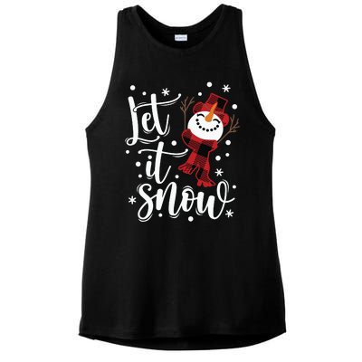 Let It Snow Christmas Snowman Ladies PosiCharge Tri-Blend Wicking Tank