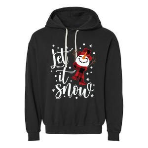 Let It Snow Christmas Snowman Garment-Dyed Fleece Hoodie